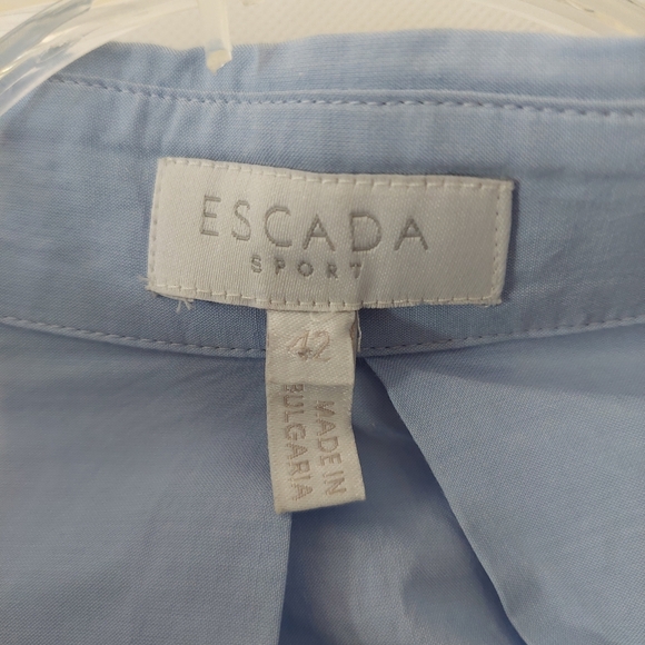 Escada Sport Blue Shirt with Pink and Brown Stripe Detail - Picture 3 of 3